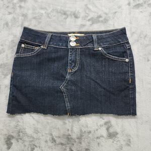 Nissi Skirt Womens M Blue Dark Wash Stretch Denim Mini Raw Hem Casual Summer